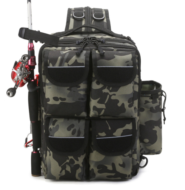 Water-Resistant Fishing Backpack Storage Bag *Rod Holder *Water Bottle –  BiteSetHook
